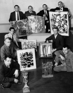 Faculty exhibitors with their work, March 1960.