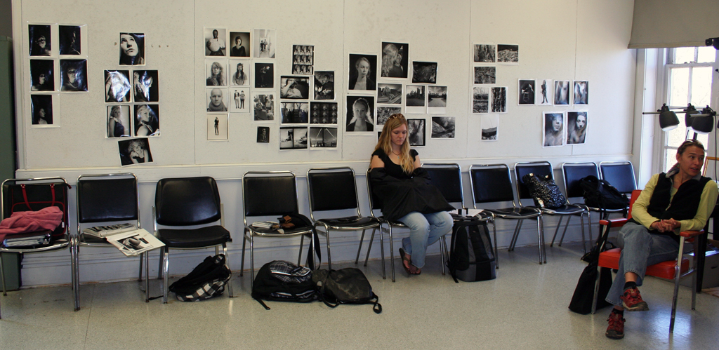 Getting ready for critique in photo class.