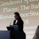 Art history grad student Mary Benefield presents a paper.