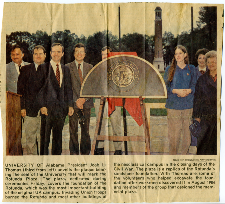 The Rotunda Plaza in The Tuscaloosa News, fall 1984