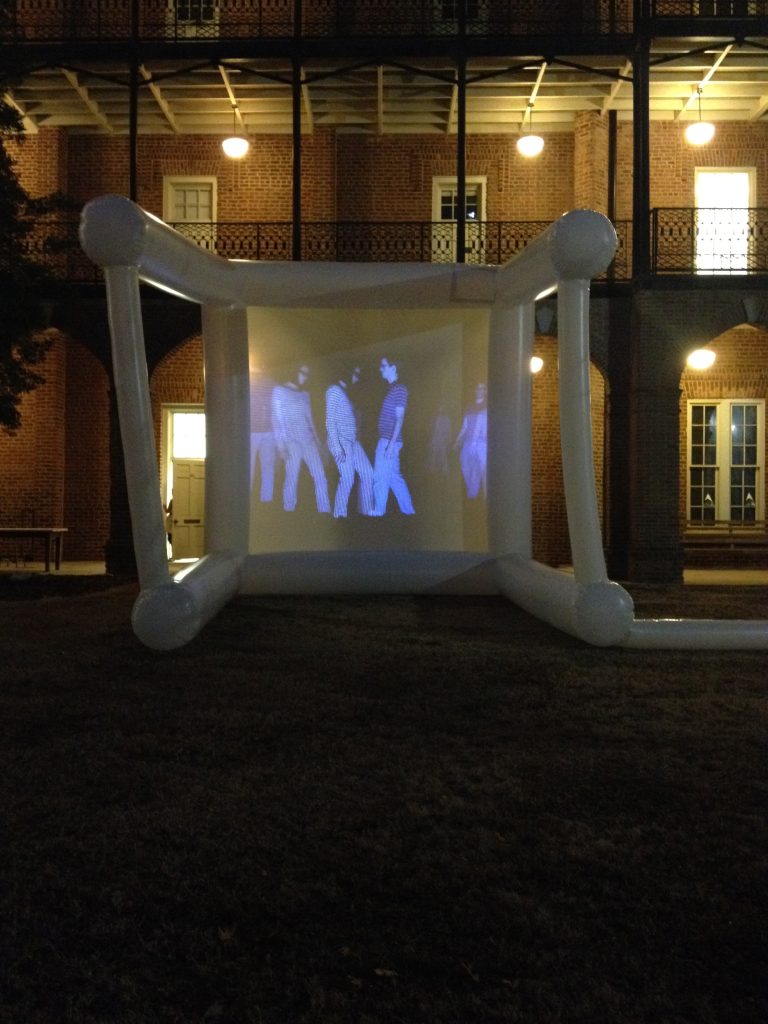 video sculpture installed on Woods Quad.
