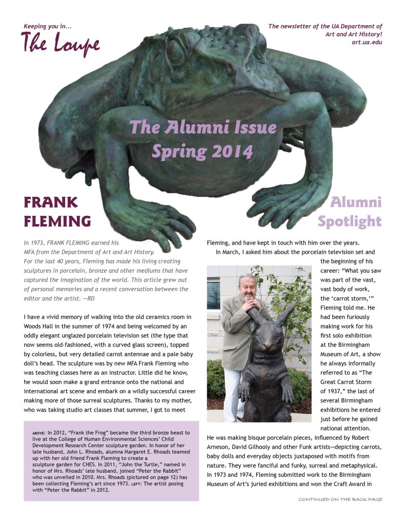 Our spring 2014 newsletter, The Loupe, features MFA alumnus Frank Fleming.