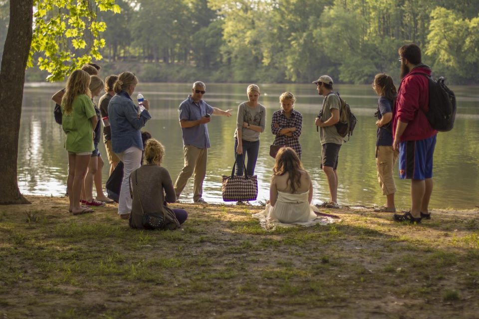 Drawing professor Pete Schulte with students at Marr's Pond on UA campus