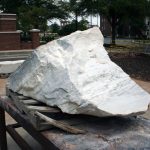 This chunk of Sylacauga marble is waiting for Caleb O'Connor to carve it into a bust of Bryce Hospital founder, Dr. Peter Bryce.