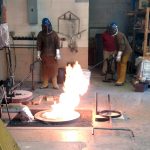 Aluminum pour in the foundry with Mike Eddins and Patrick O'Sullivan.
