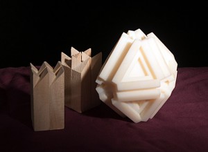 Mary Brazeal, "Crazy Triangles," 2014, 3D print and wood sculptures.