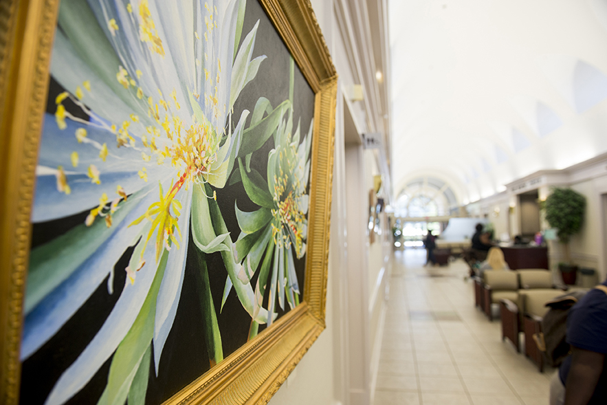 “Queen of the Night Blossoms” by Bethany Windham Engle is one of the paintings in “Natural Wonders,” on display at the University Medical Center through Oct. 6. By Terri Robertson