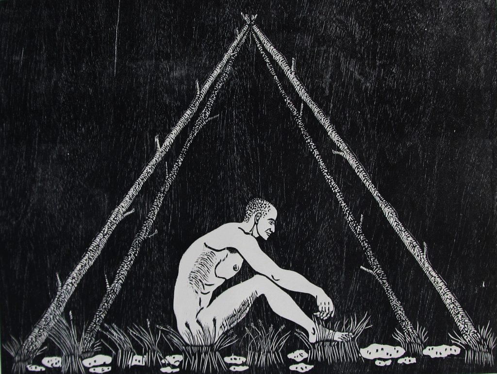 Aliosky García Sosa, "Solo tengo lo que soy," 2013, Xilografía (woodcut), 60 X 80 cm.
