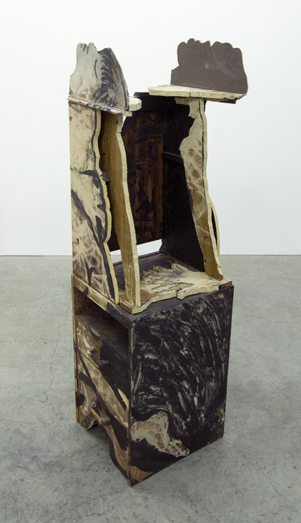 April Bachtel, "Ecstasy and Agony," 2015, 15 x 16 x 54 inches, acrylic on sanded and cut furniture.