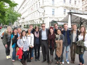 UA students in Vienna, May, 2016, with the Dean of the College of Education at UA