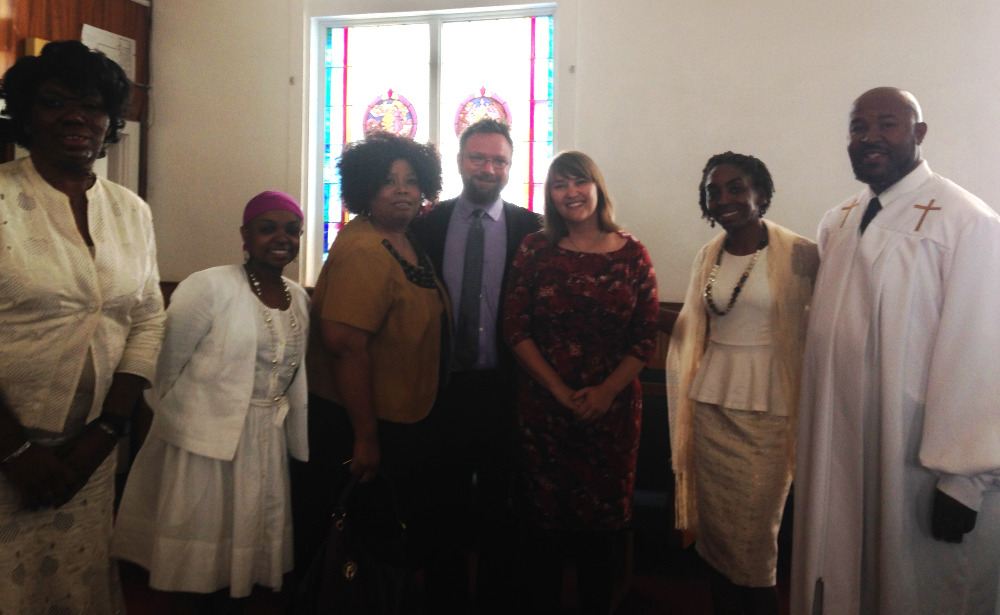 April Livingston (center) with Union Baptist church members.