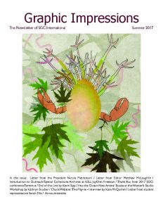 Megan Moore, "Lobster Egg," on the cover of Graphic Impressions, Summer 2017.