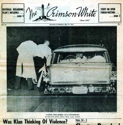 Story in the Crimson White 1957, when the KKK threatened church members