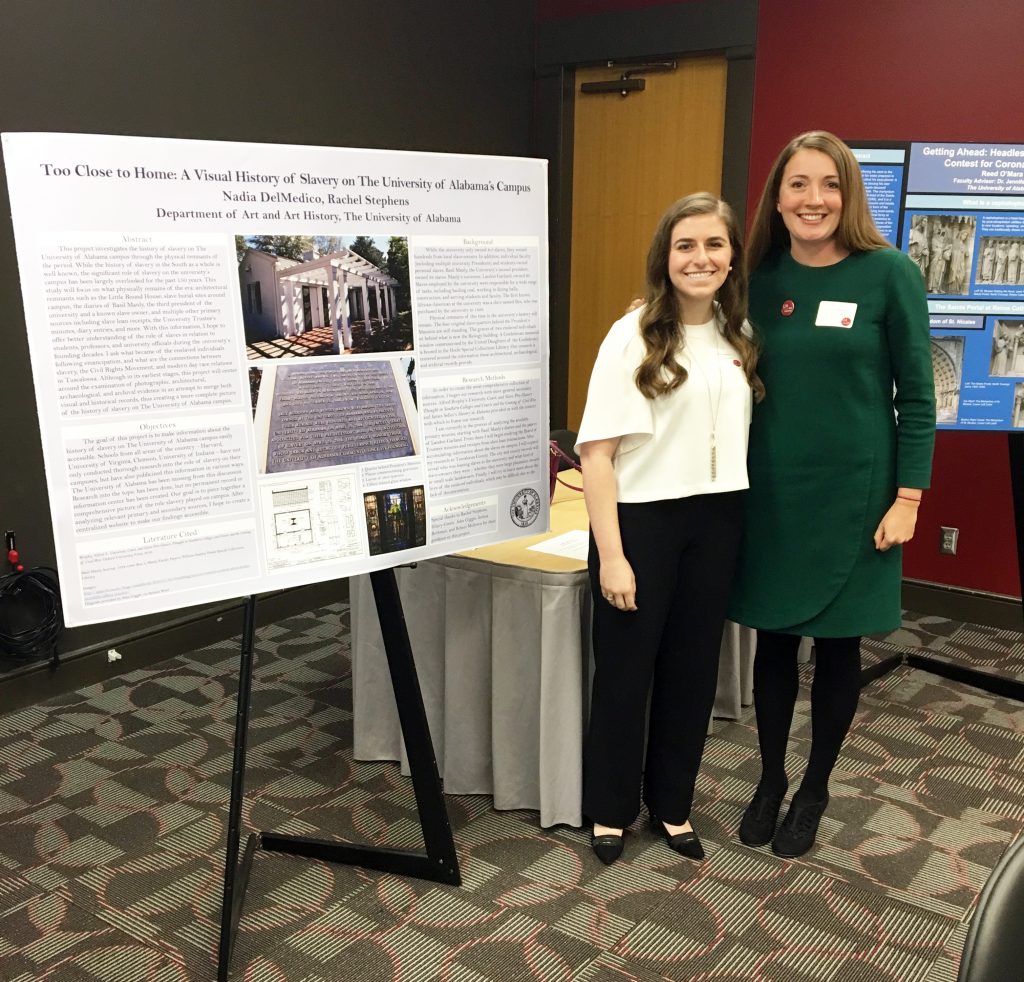 Nadia DelMedico and Dr. Rachel Stephens pose for photos during the Undergraduate Poster Session at UA’s 22nd Annual Graduate Student Symposium in Art History.
