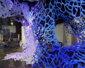 sculpture that forms a mesh-like framework