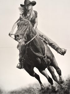 Karl Haendel, Rodeo 9, 2017, pencil and graphite powder on paper, 103 x 77 inches. Image courtesy of the artist.