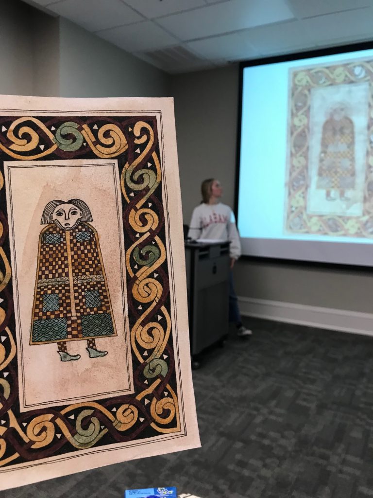 Maggie Hocutt created her own version of a folio from the Book of Durrow for Dr. Jennifer Feltman's ARH 360.