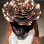 bronze sculpture of a camellia