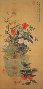 Chinese scroll painting of flowers