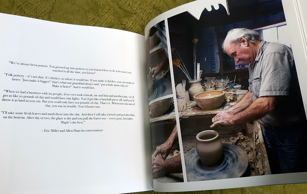 Photo in an open book showing a potter working.