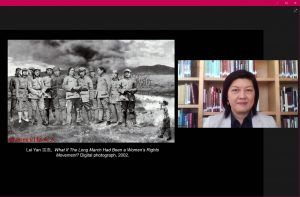 Screenshot of Doris Sung giving an online lecture.
