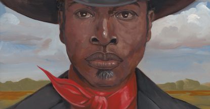 A picture of an African American man wearing a neckerchief and a cowboy hat